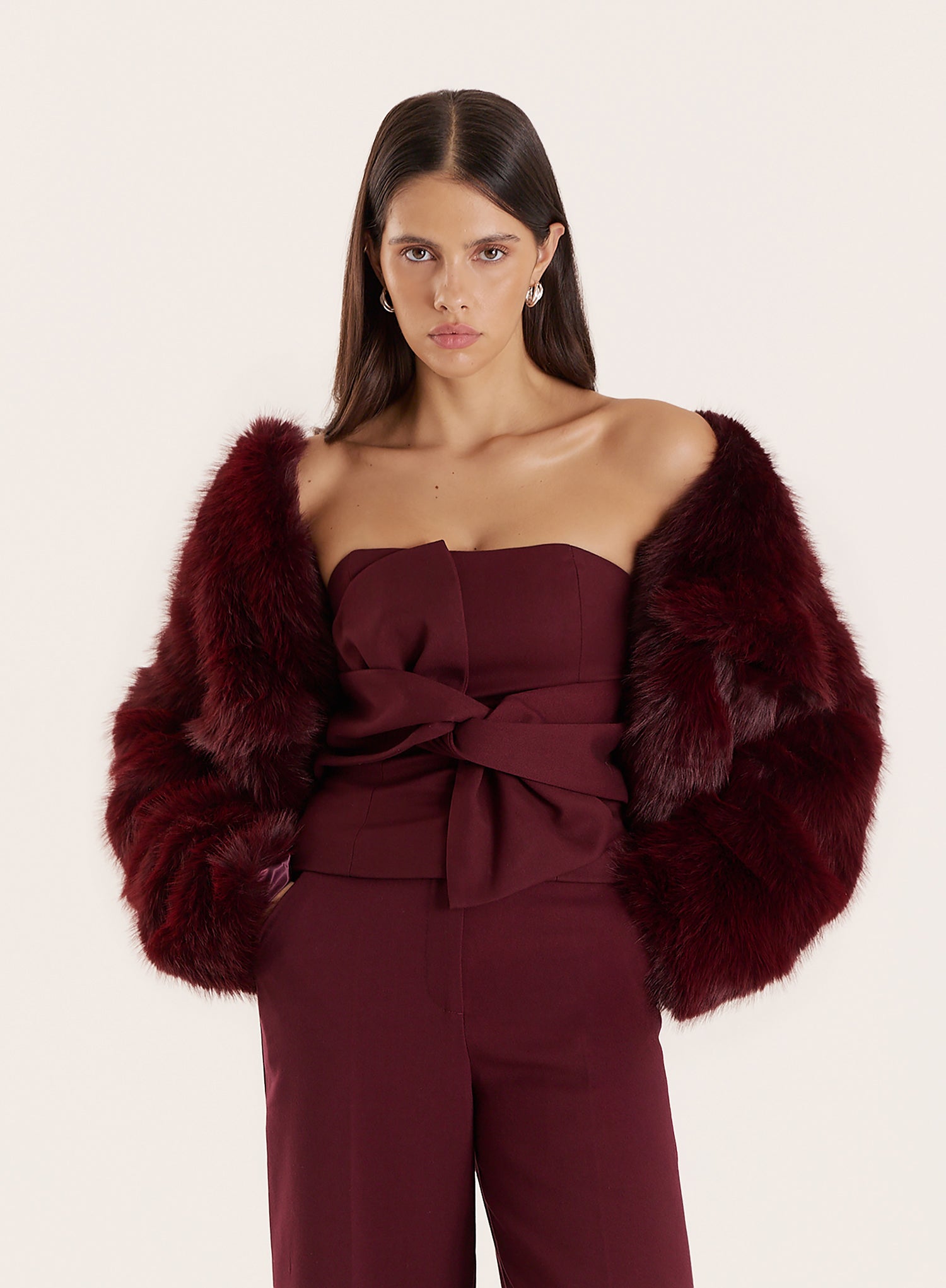 Red Knot Detail Tailored Bandeau Top