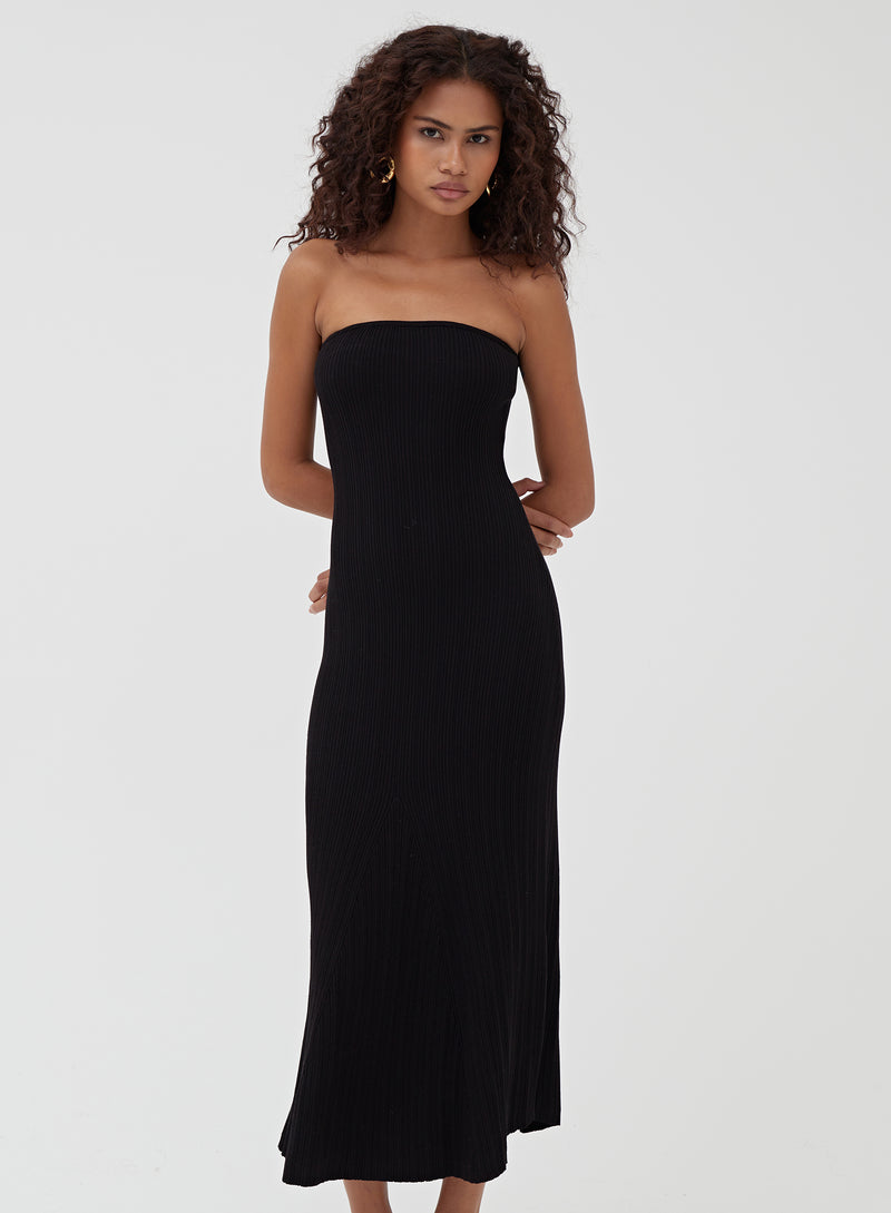 Black Bandeau Knitted Maxi Dress – Henley