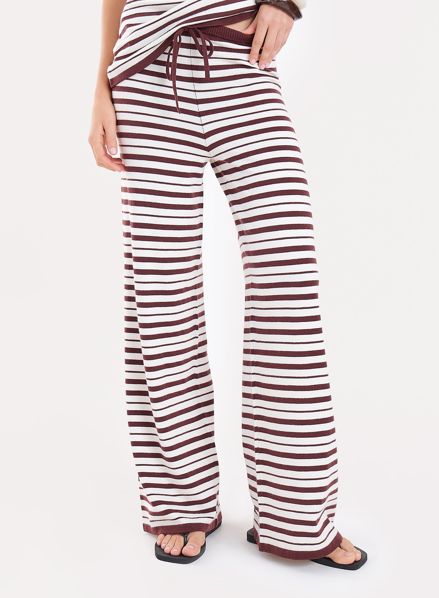 Chocolate Stripe Knitted Trousers