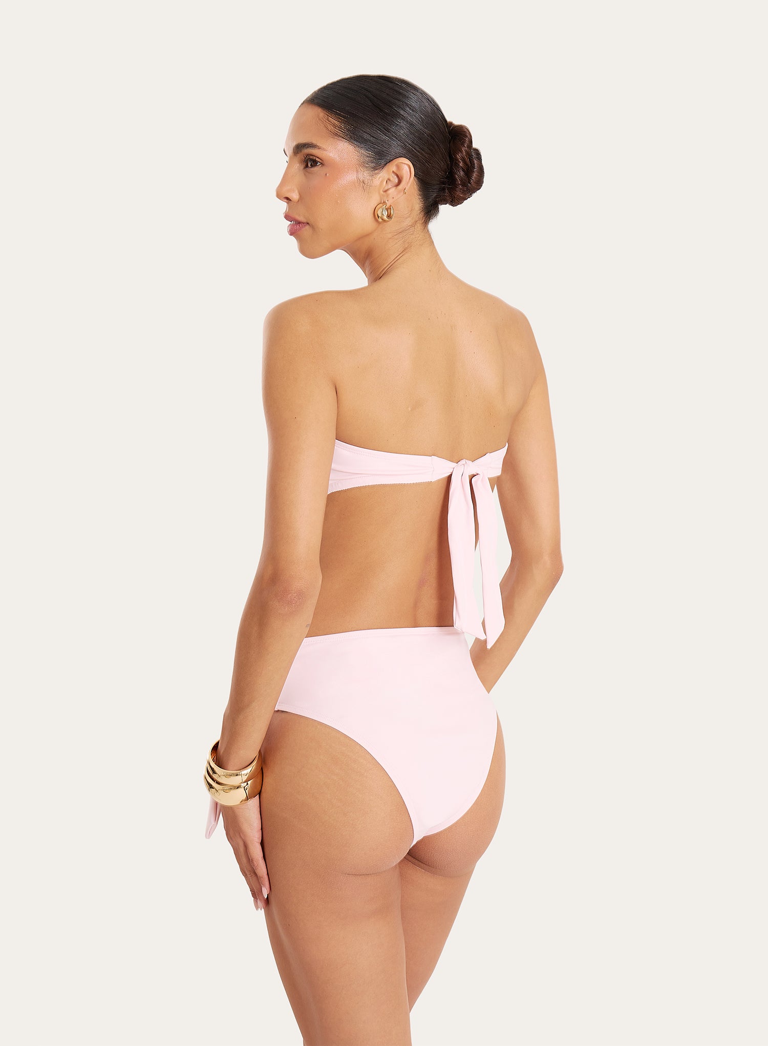 Pink Hardware Detail Bandeau Bikini Top