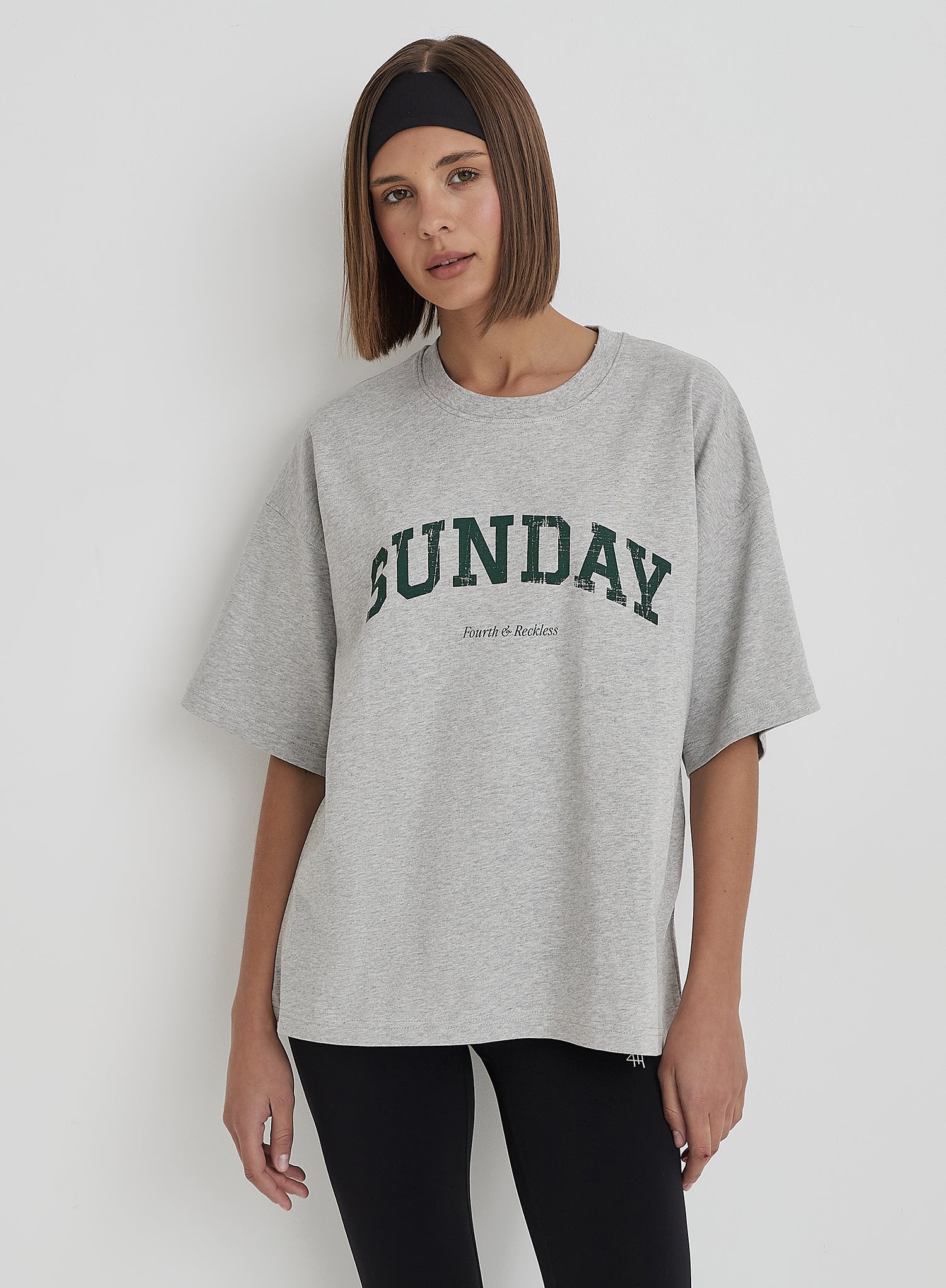 Grey Sunday Distressed Slogan Oversized T-Shirt- Scarlett