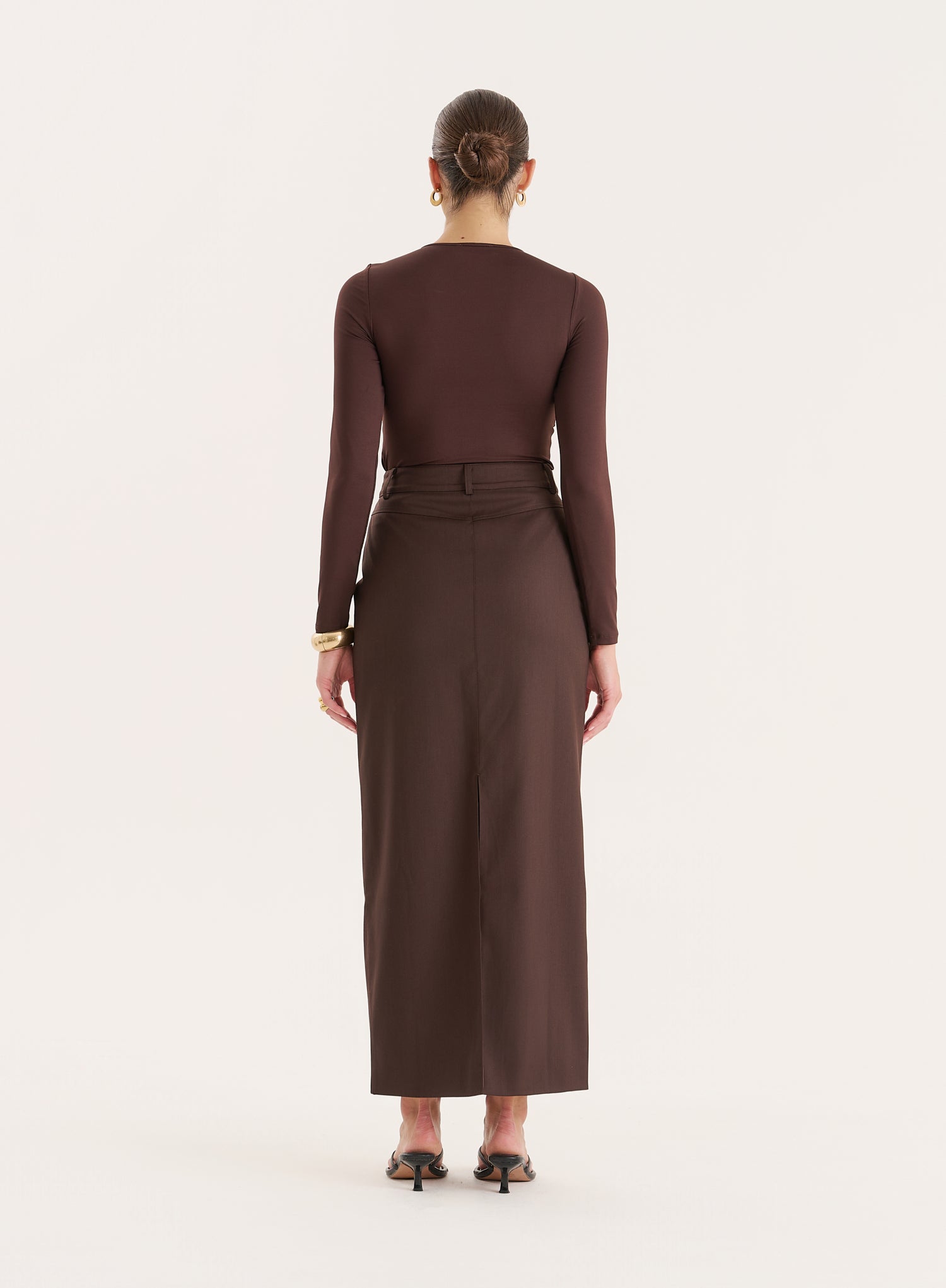 Chocolate Bust Detail Long Sleeve Top