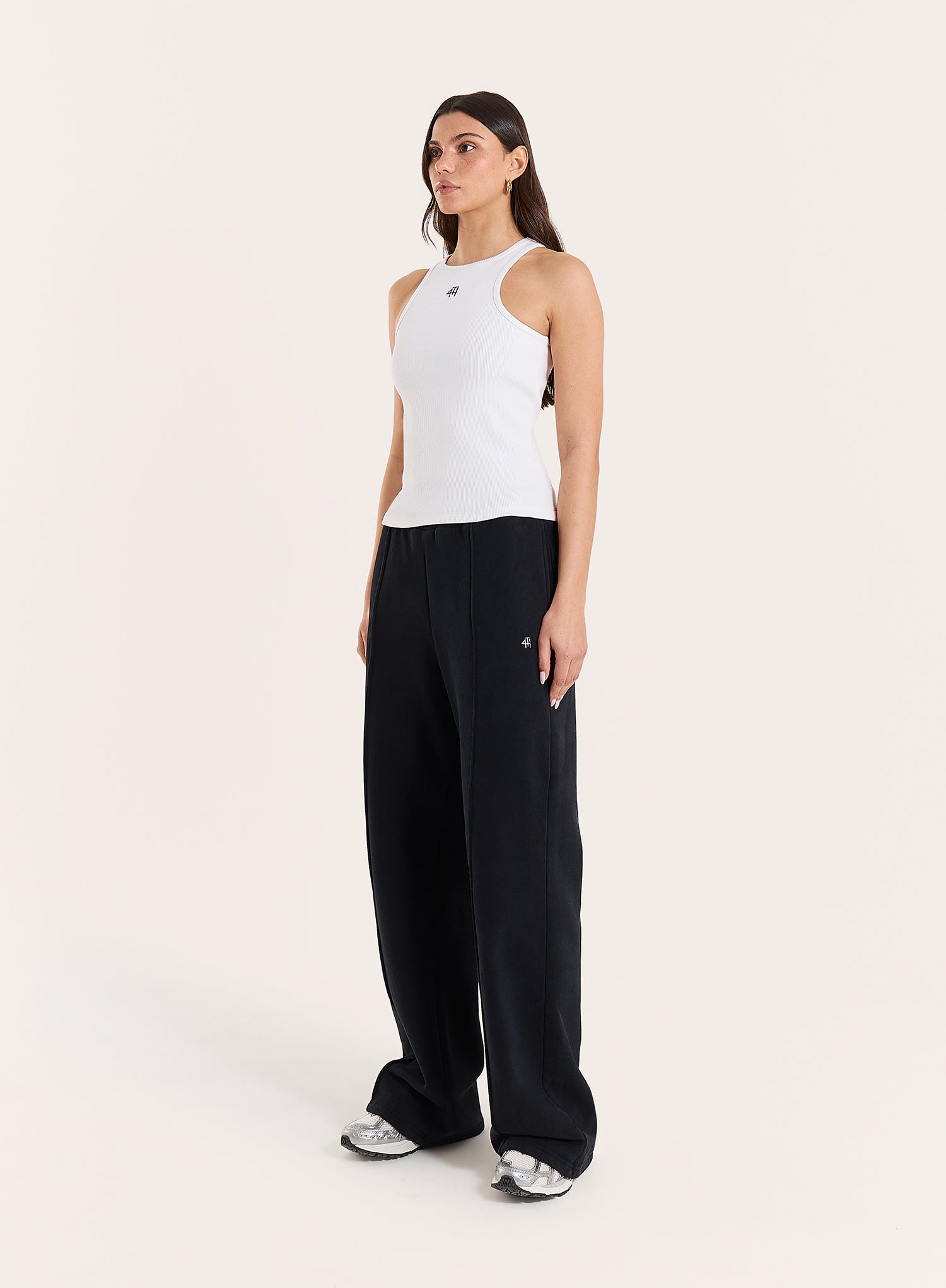 Black 4th Wide Leg Branded Joggers