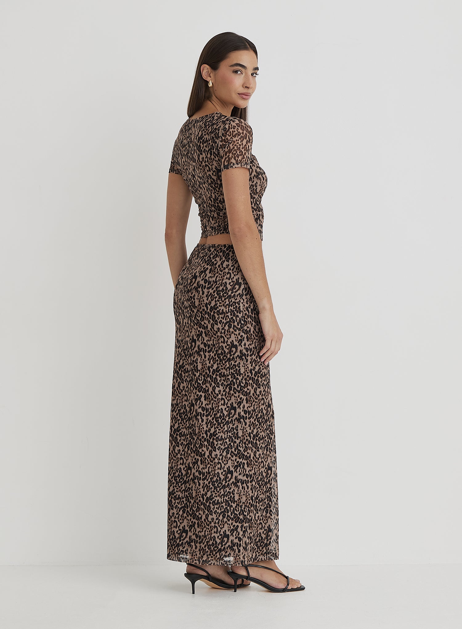 Leopard Print Mesh Maxi Skirt- Cher