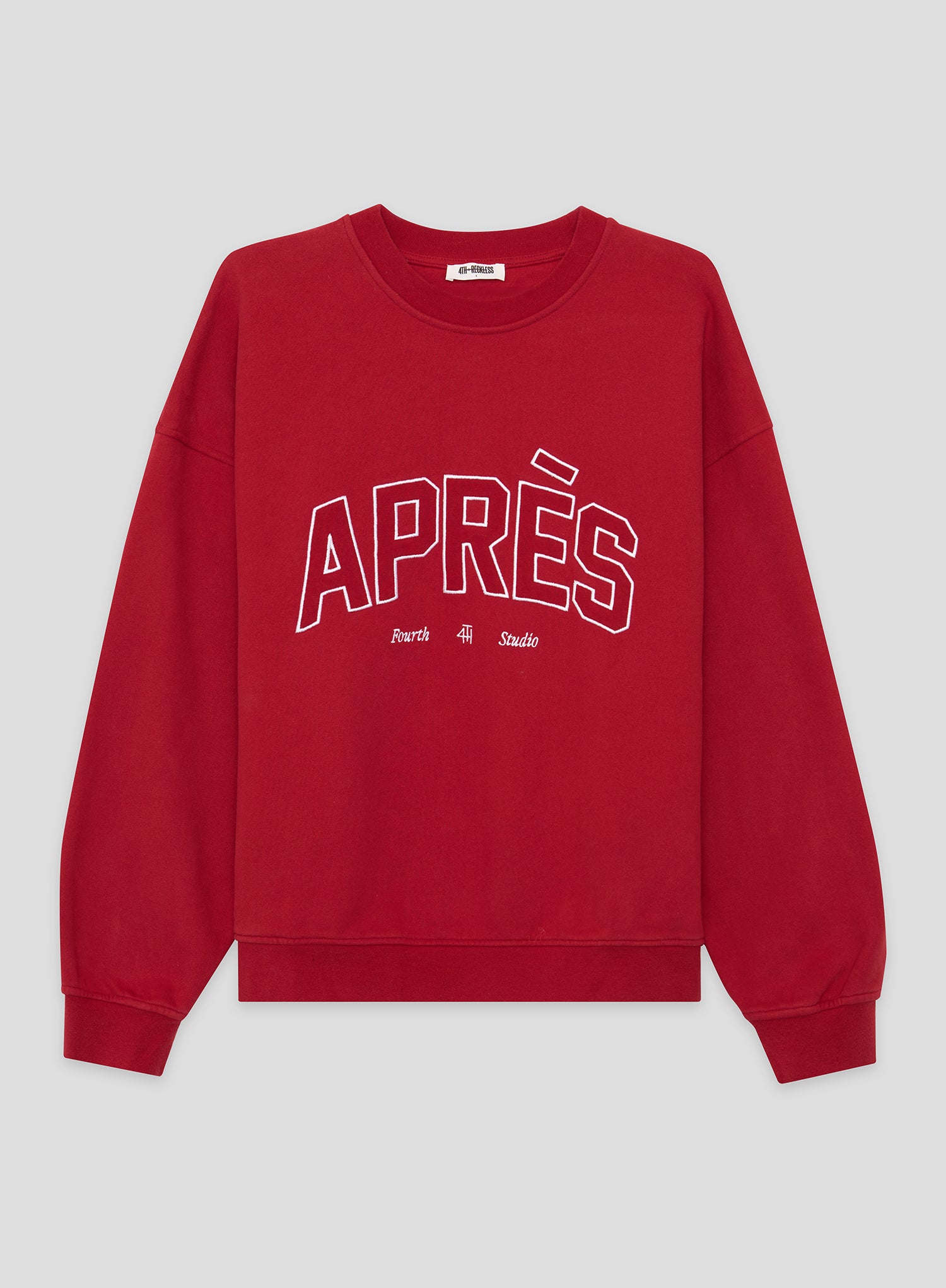 Red Embroidered Apres Slogan Oversized Sweatshirt- Freya