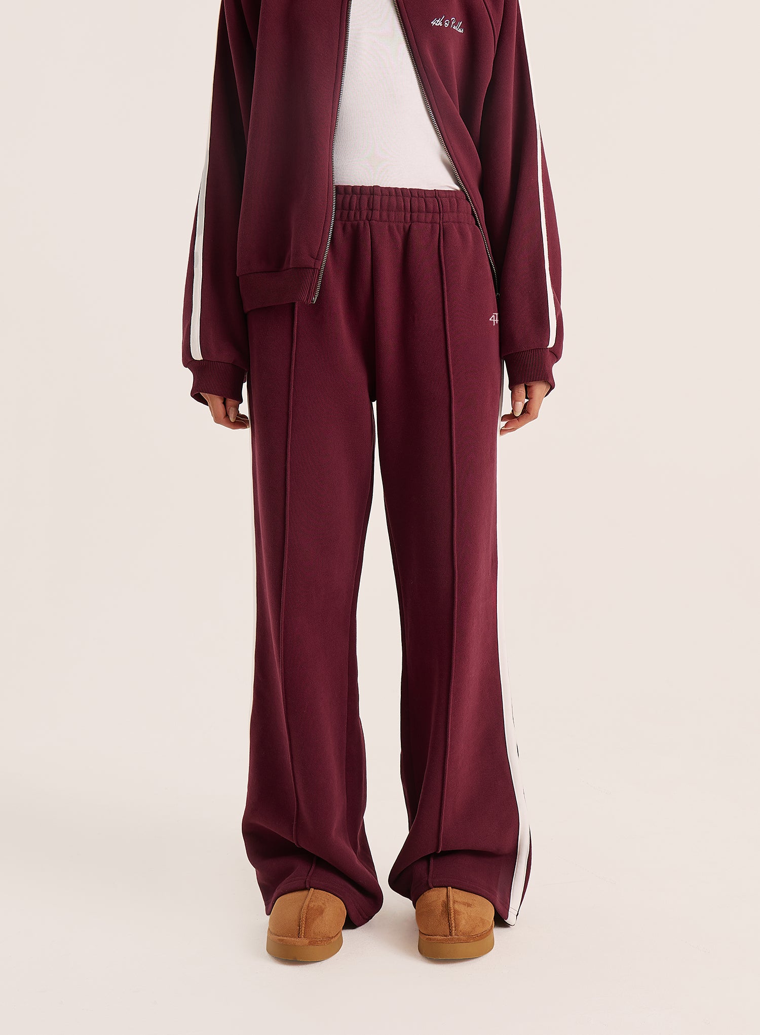 Burgundy Side Striped 4th Branded Joggers