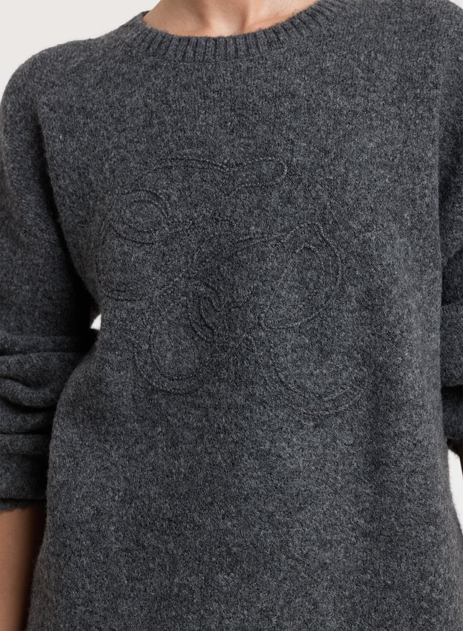 Charcoal Wool Blend Branded Knitted Jumper