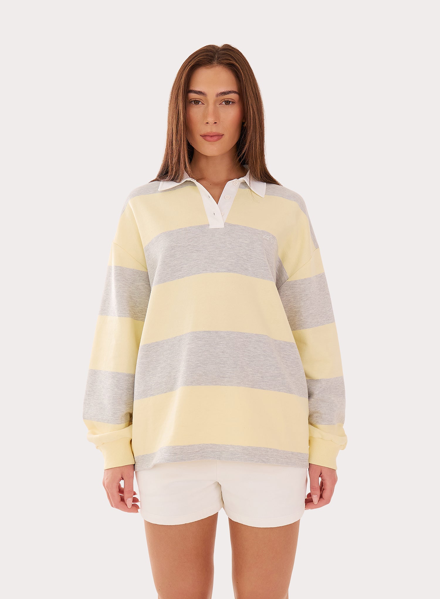 Yellow And Grey Stripe Fourth Branded Rugby Top