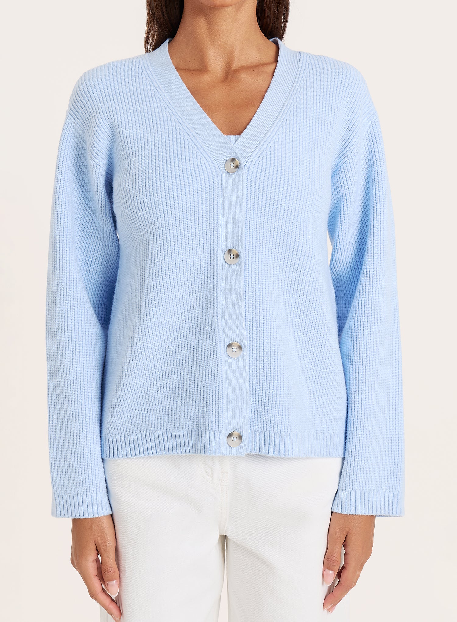 Blue Knitted Long Sleeve Cardigan