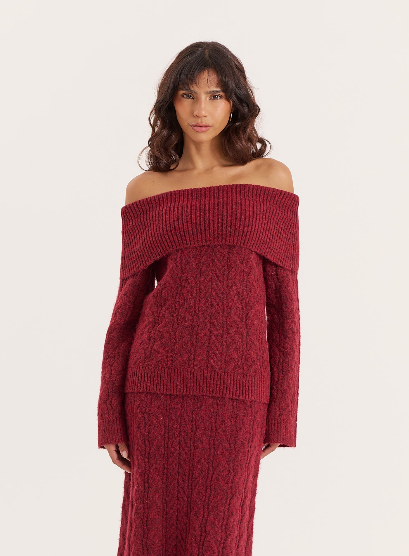 Burgundy Knitted Foldover Bandeau Top