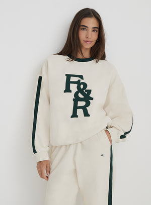 Cream F&R Branded Relaxed Oversized Sweatshirt- Sloane