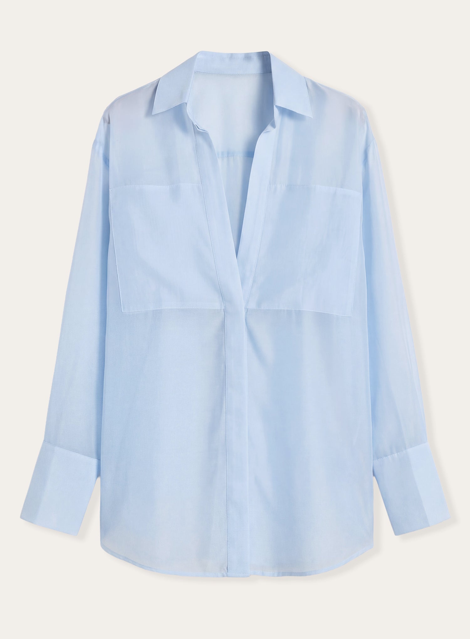 Light Blue Semi Sheer Longline Shirt