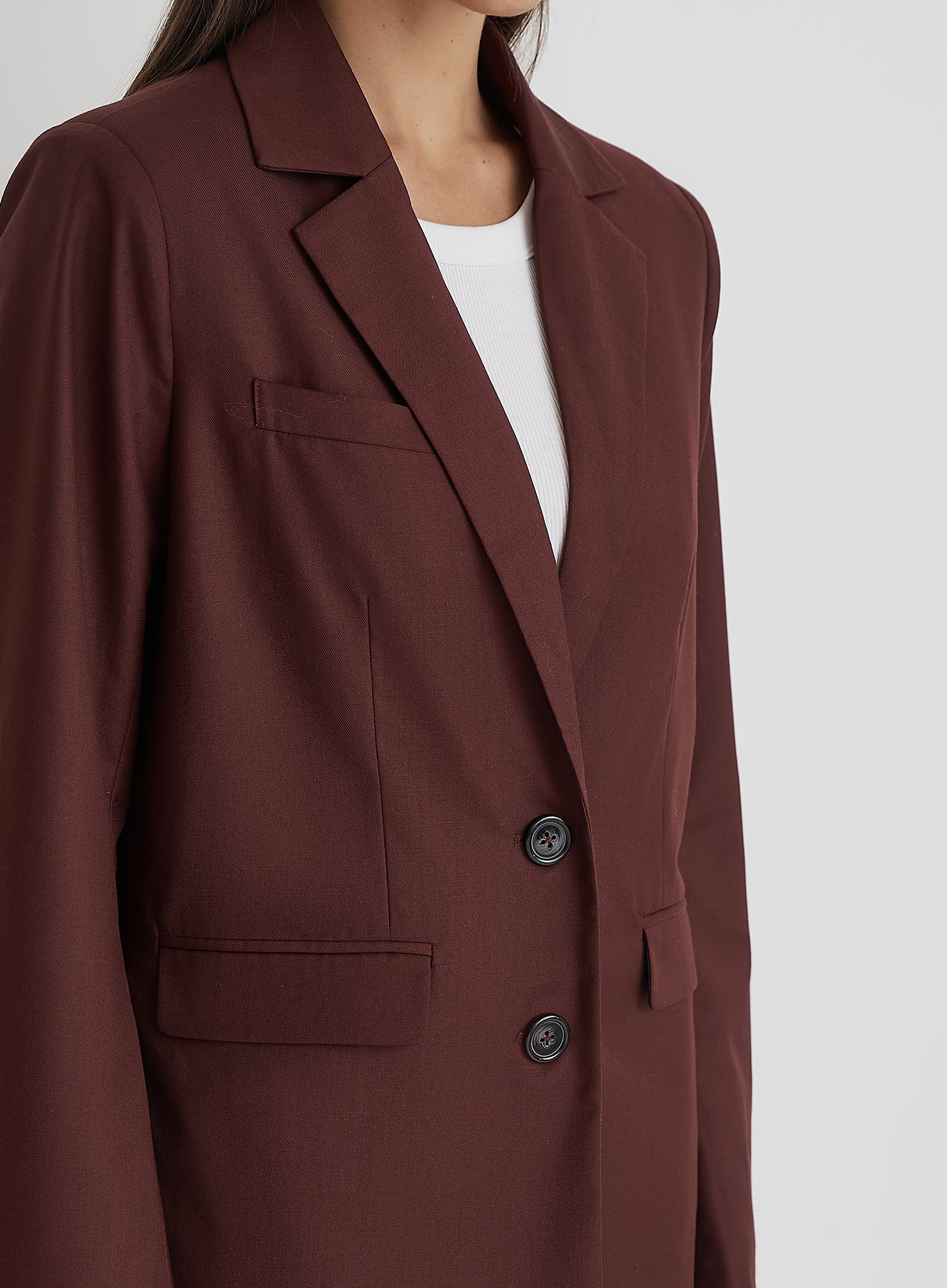 Burgundy Tailored Oversized Blazer- Crea