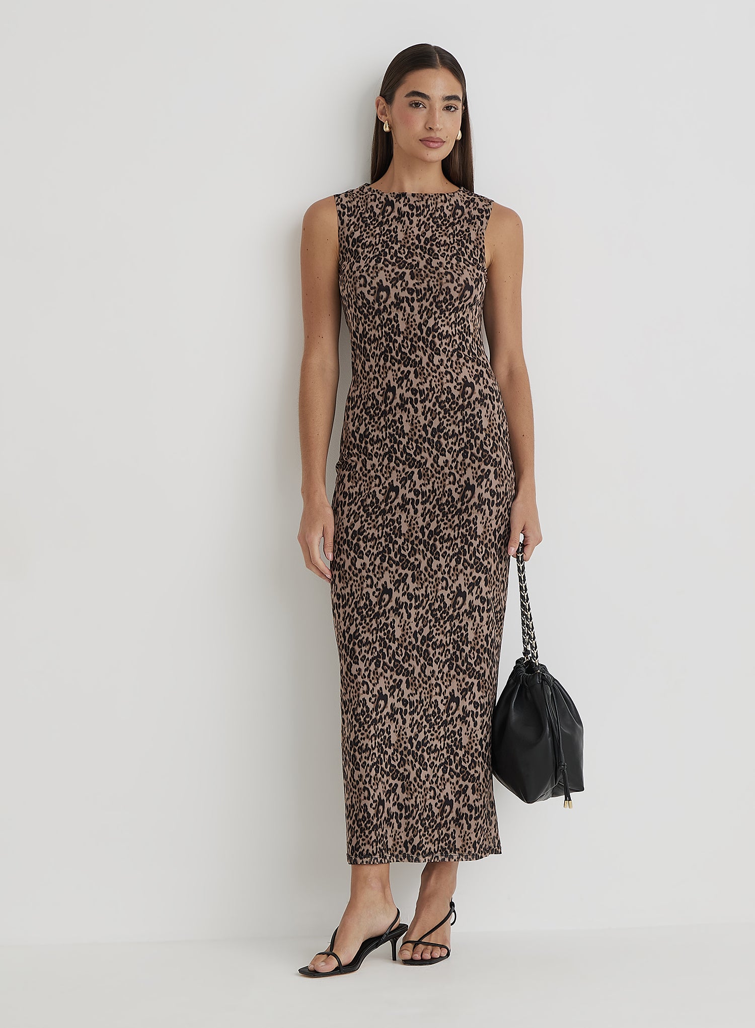 Leopard Print Mesh Maxi Dress- Derry