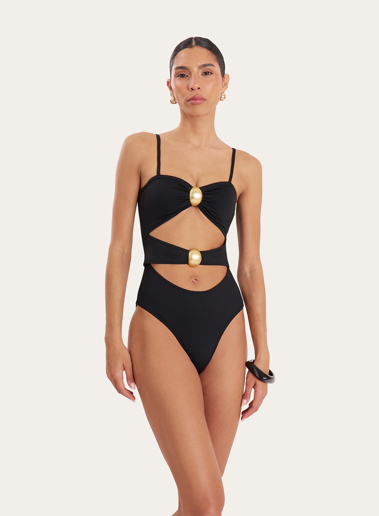 Black Cut Out Hardware Swimsuit