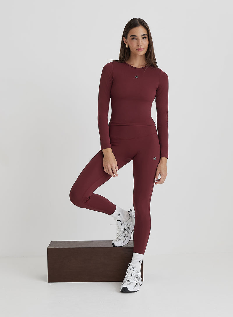 Burgundy 4th Branded Legging- Anni