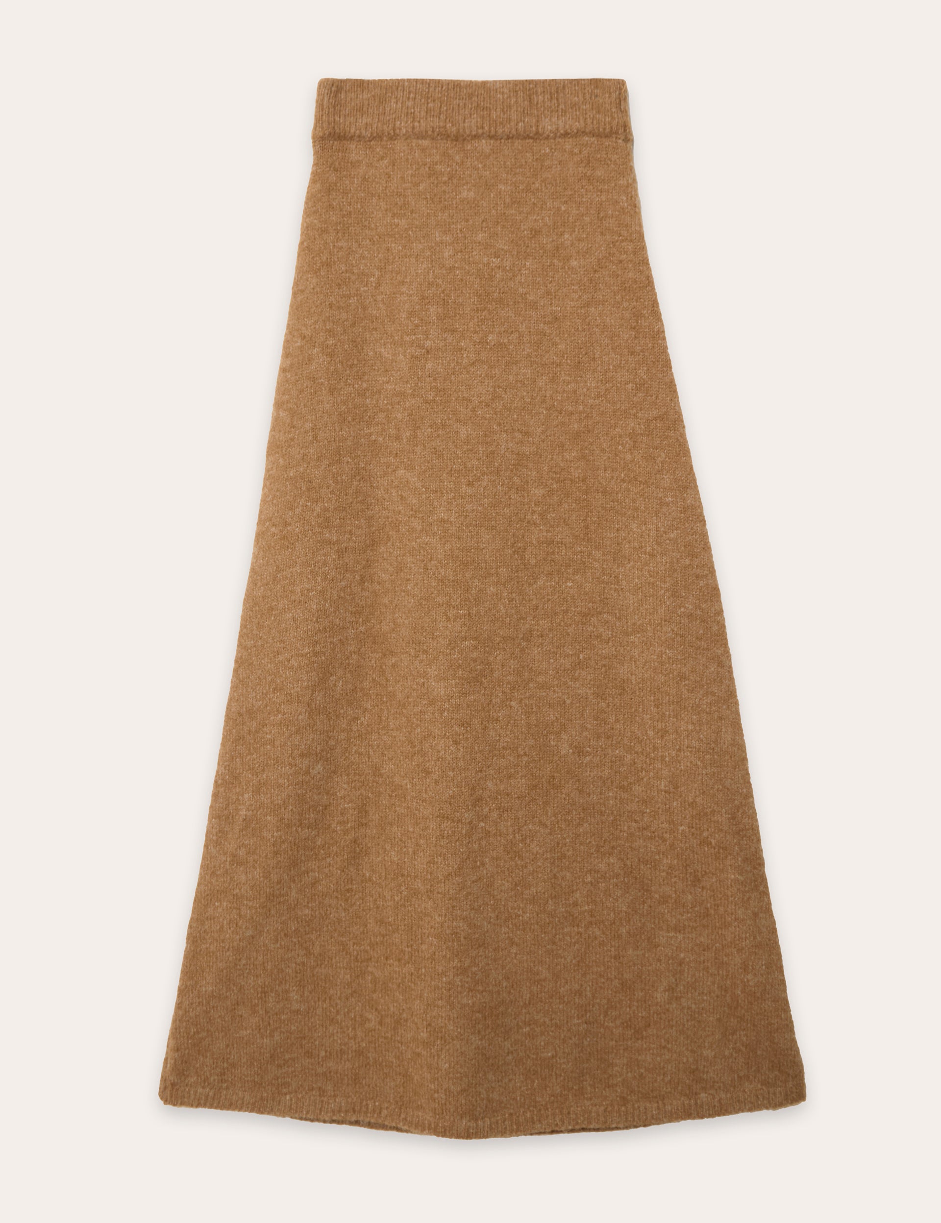 Camel Knitted A-Line Maxi Skirt