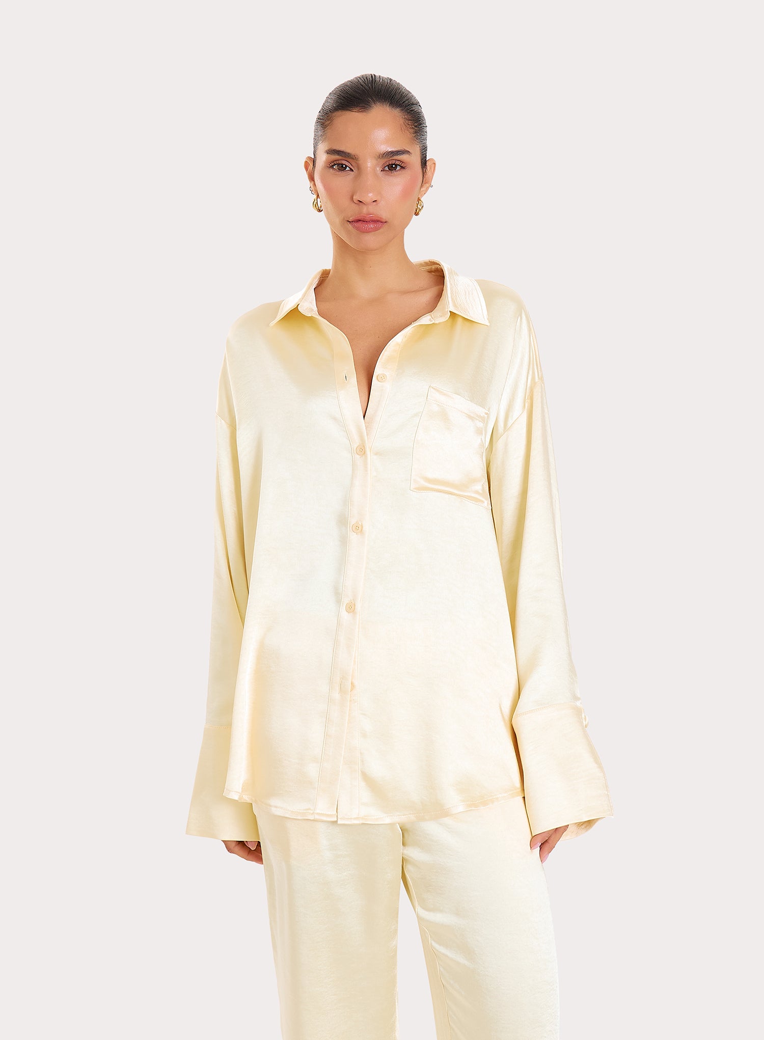 Lemon Oversized Satin Shirt
