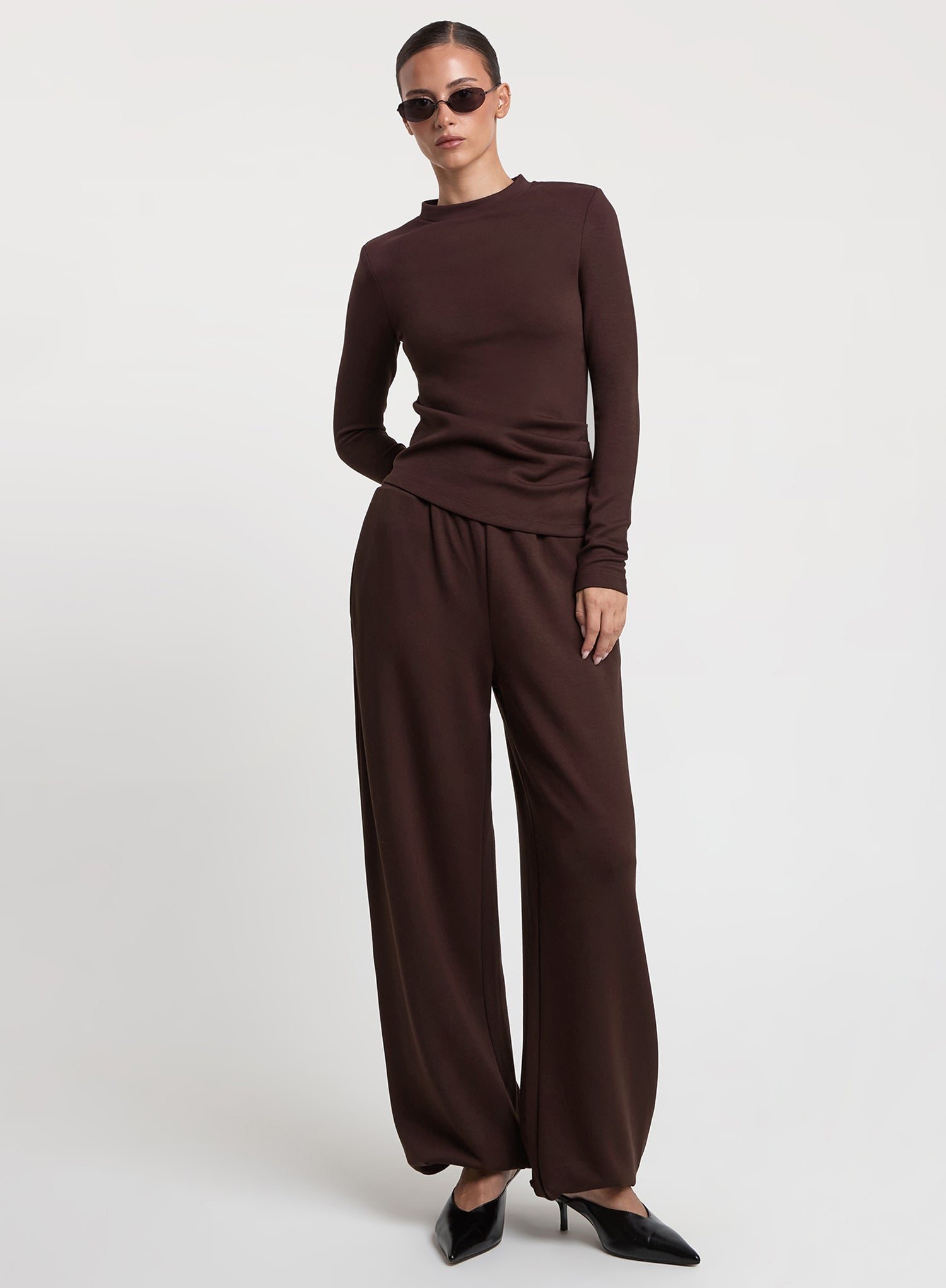 Chocolate Brown Balloon Leg Joggers