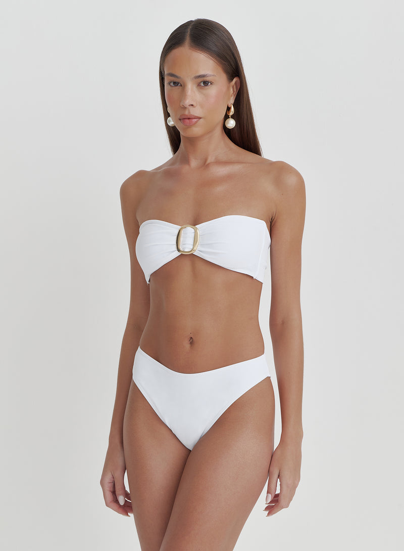 White Gold Hardware Bandeau Bikini Top- Bambou