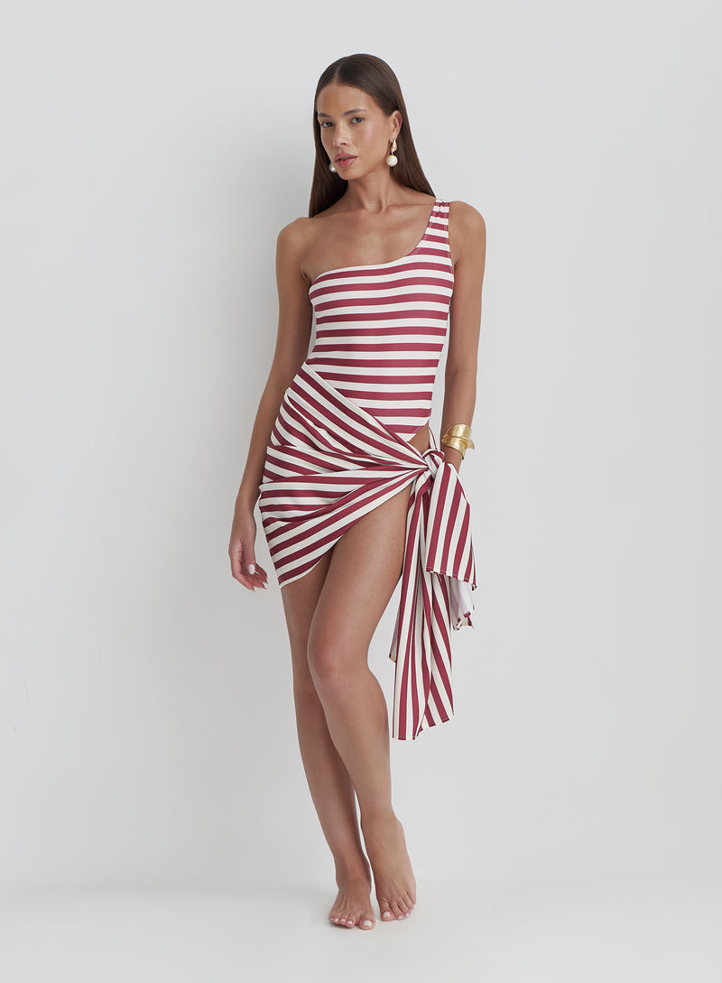 Red And White Stripe Multiway Sarong- Mala