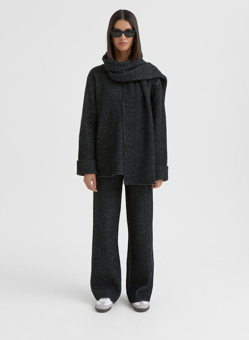 Black Slouchy Knitted Trouser - Remy