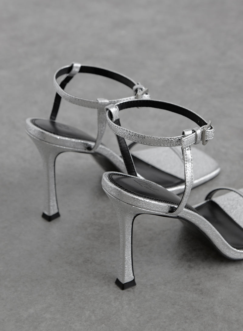 Silver Metallic Basic High Heeled Sandal - Jasmine
