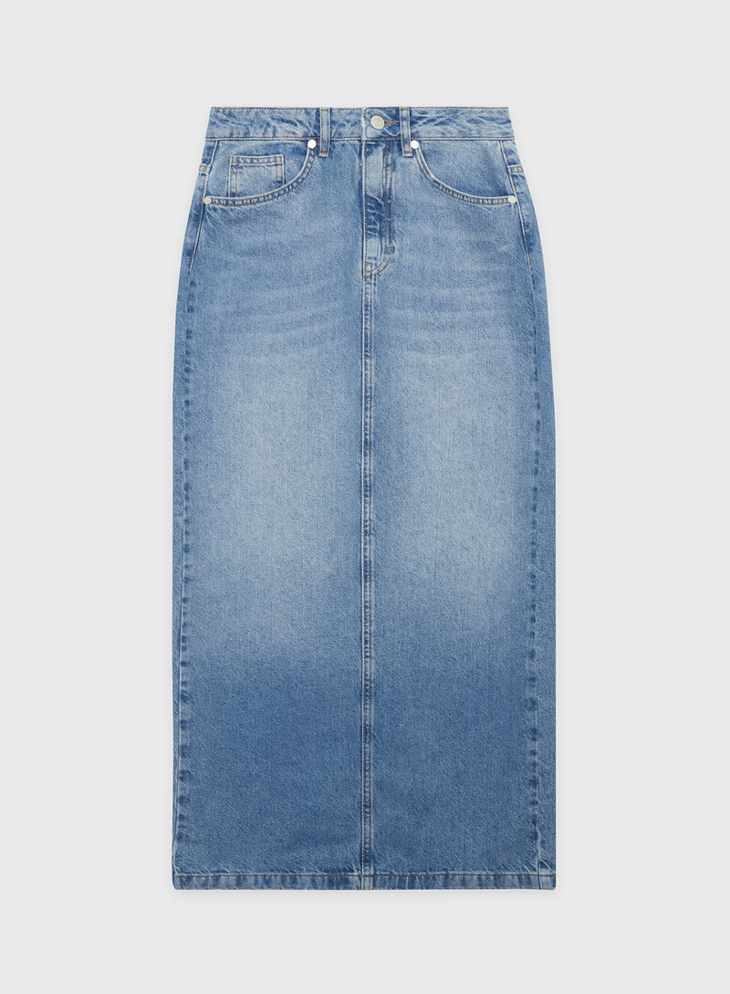Antique Blue Denim Midaxi Skirt - Maxine
