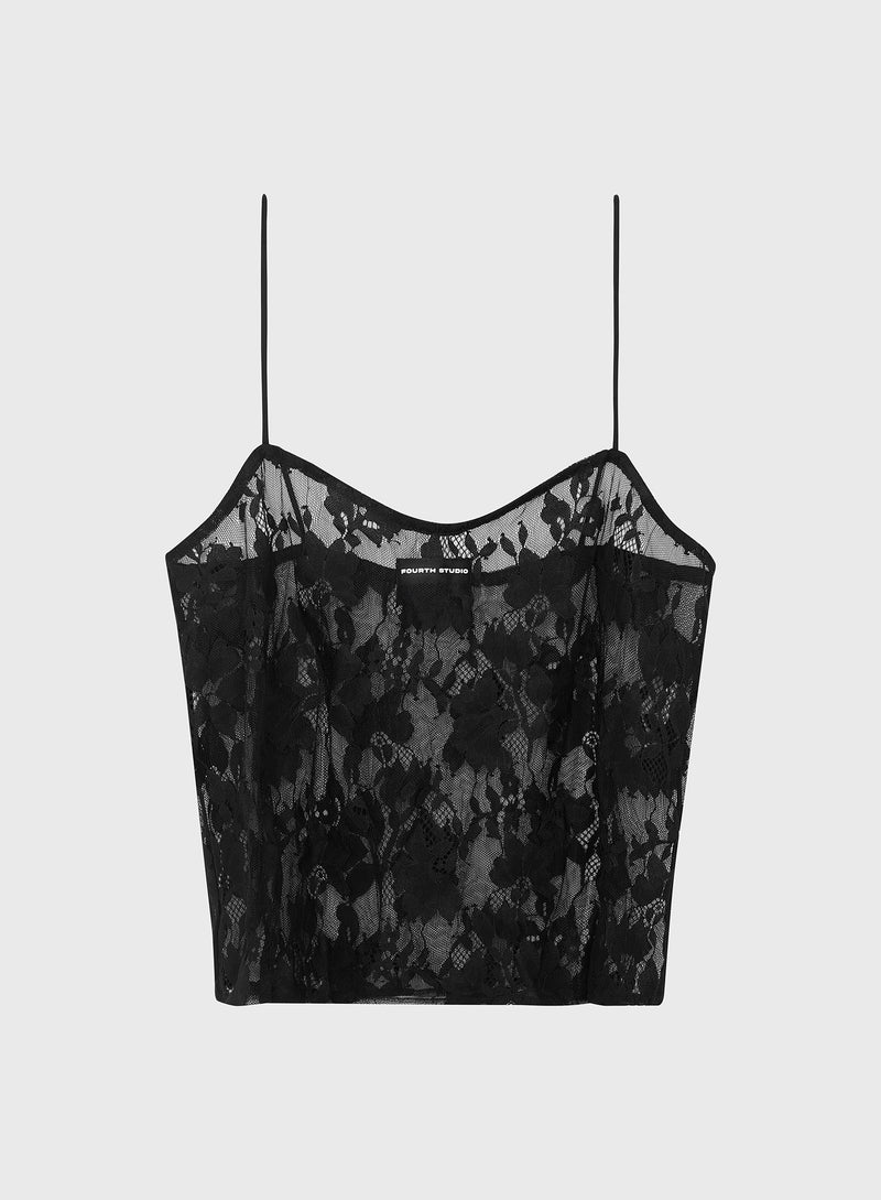 Black Lace Cami Pyjama Top - Virgo