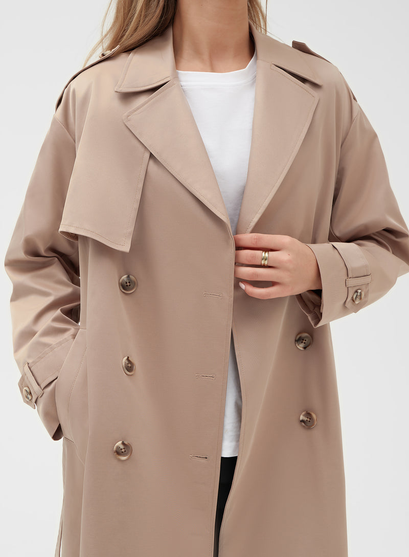 Beige Belted Trench Coat - Lille