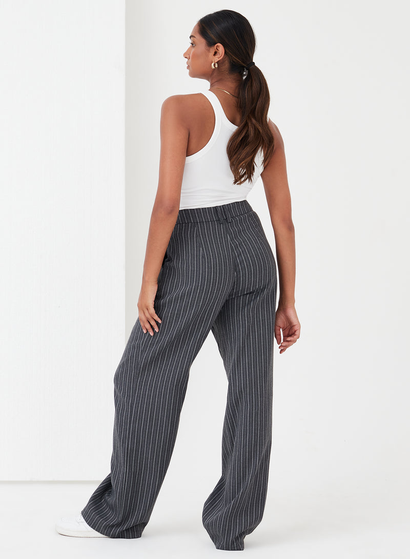 Women's Grey Pinstripe Tailored Trousers, Freja
