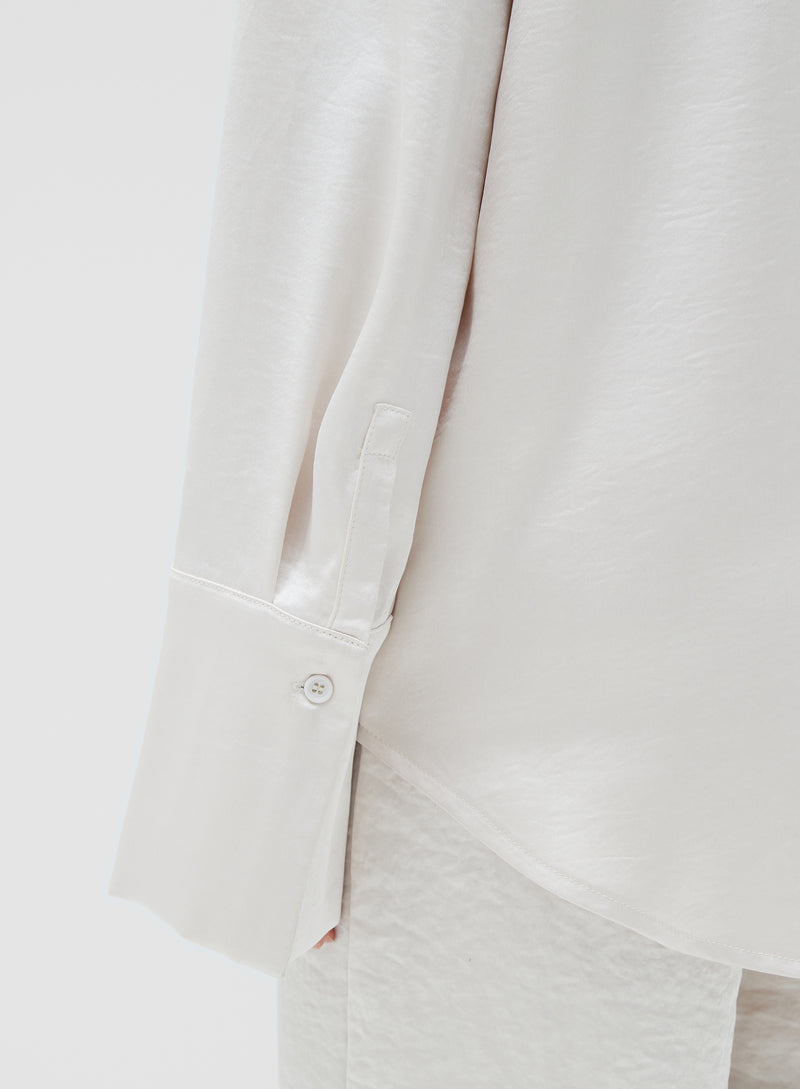 Cream Oversized Satin Shirt – Alex