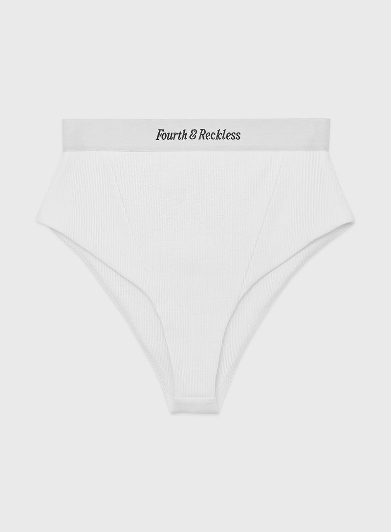 Women's White Ribbed Jersey Brief, Angelina