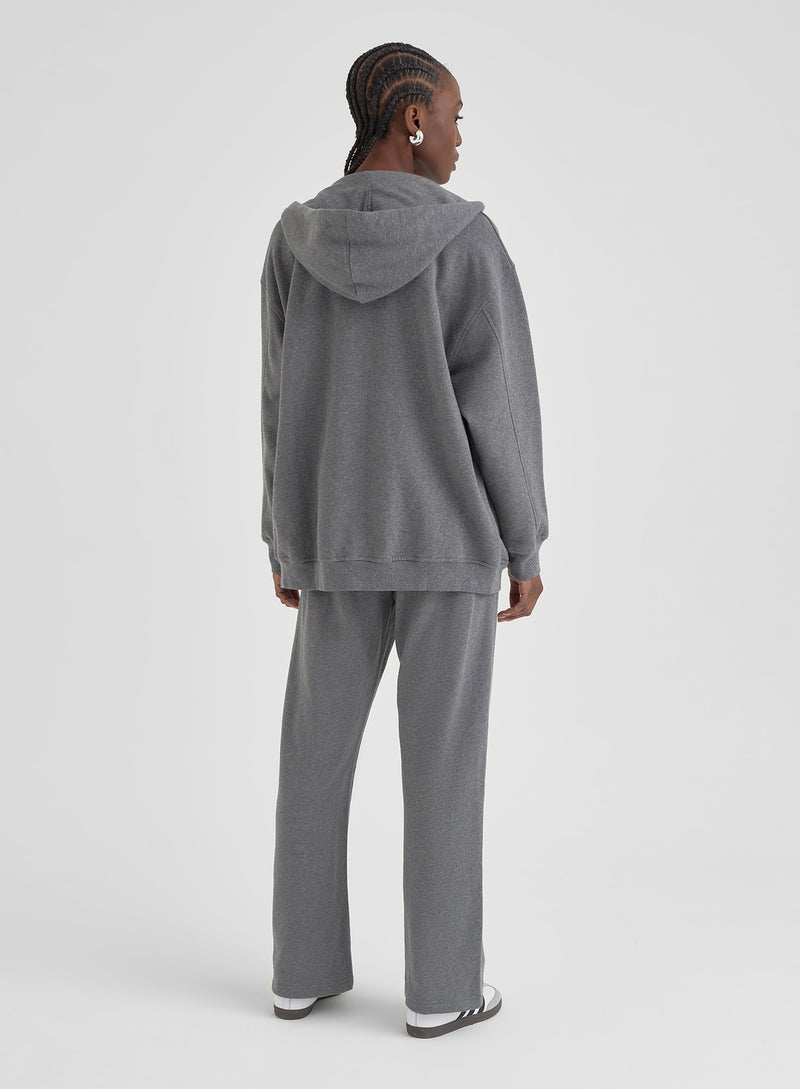 Dark Grey Oversized Zip Through Hoodie – Felicity