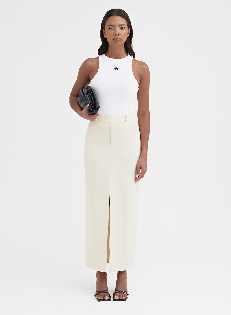 Cream Split Front Midaxi Skirt - Nimah