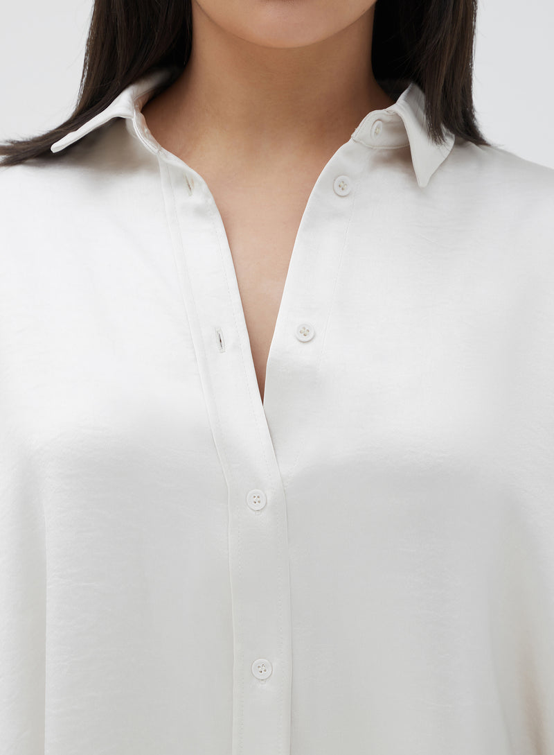 Cream Oversized Satin Shirt – Alex