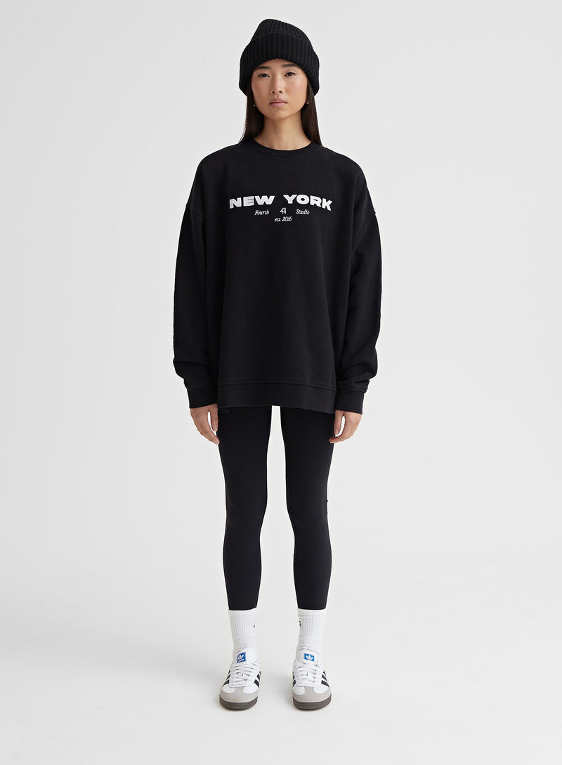 Black New York Embroidered Sweatshirt – Asha