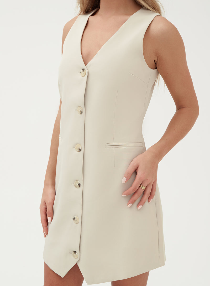 Cream Sleeveless Blazer Dress – Odette