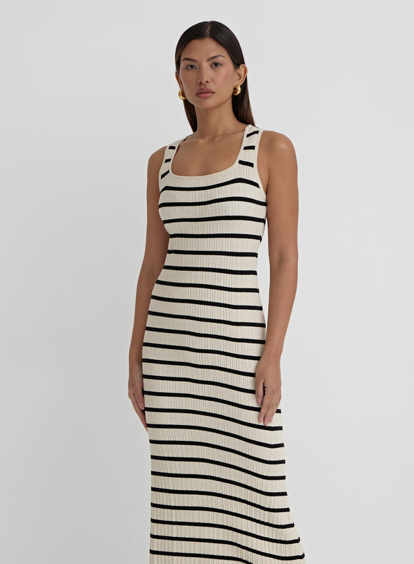 Striped Knitted Midaxi Dress- Thea