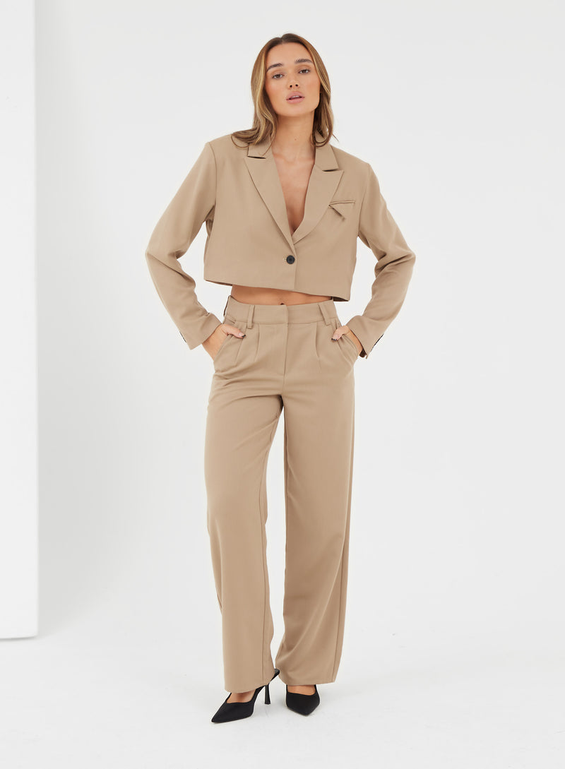 Max Mara Cropped Tailored Trousers 100% Virgin Wool in US 6 (Camel) | eBay