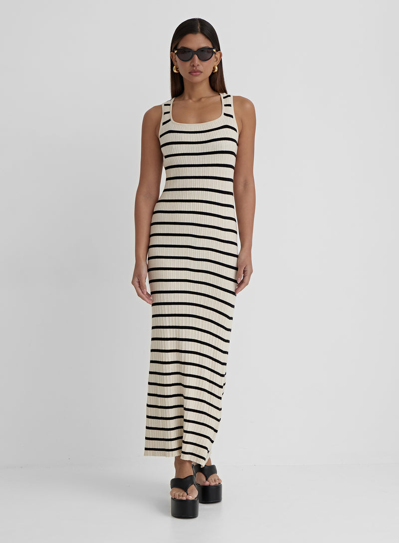 Striped Knitted Midaxi Dress- Thea