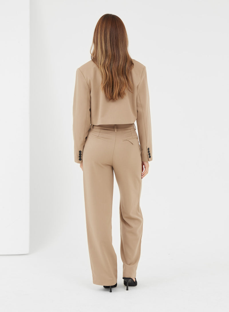 Next TAILORED BUTTON DETAIL TAPER TROUSERS - Trousers - camel/brown -  Zalando.de