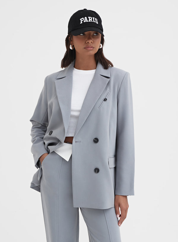 Slate Blue Oversized Tailored Blazer – Haley