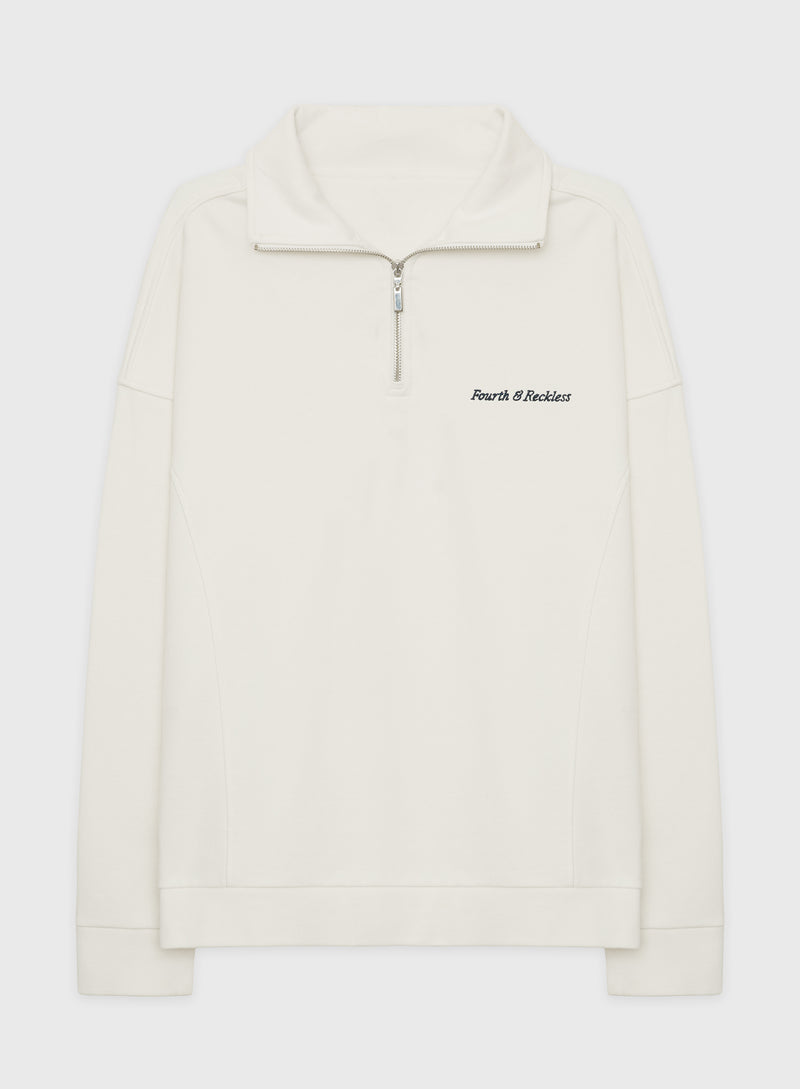 Cream Half Zip Polo Sweatshirt - Marla
