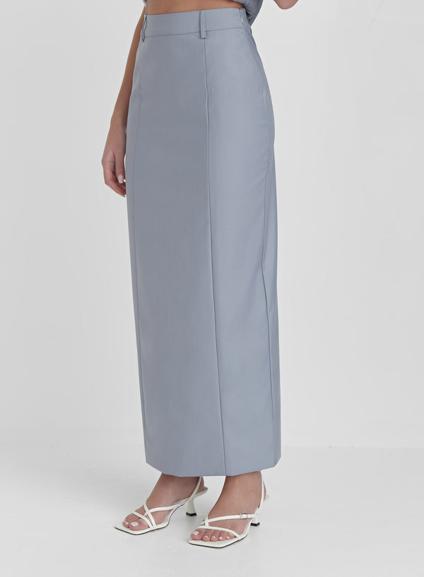 Blue Tailored Midaxi Skirt- Diaz