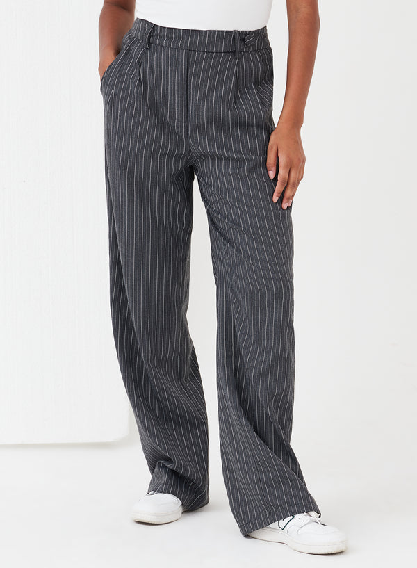 Freja Pinstripe Tailored Trouser Grey - 1 - 4th&Reckless