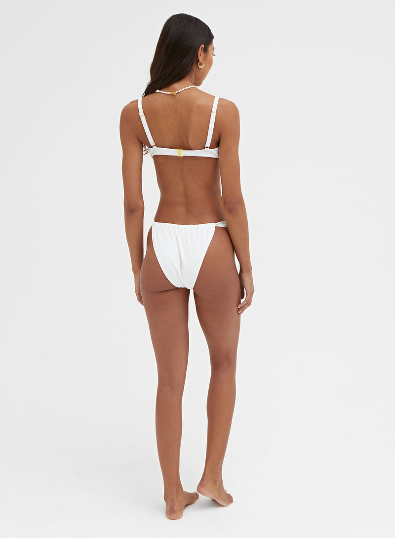 White Ruched Bikini Bottom – Harper
