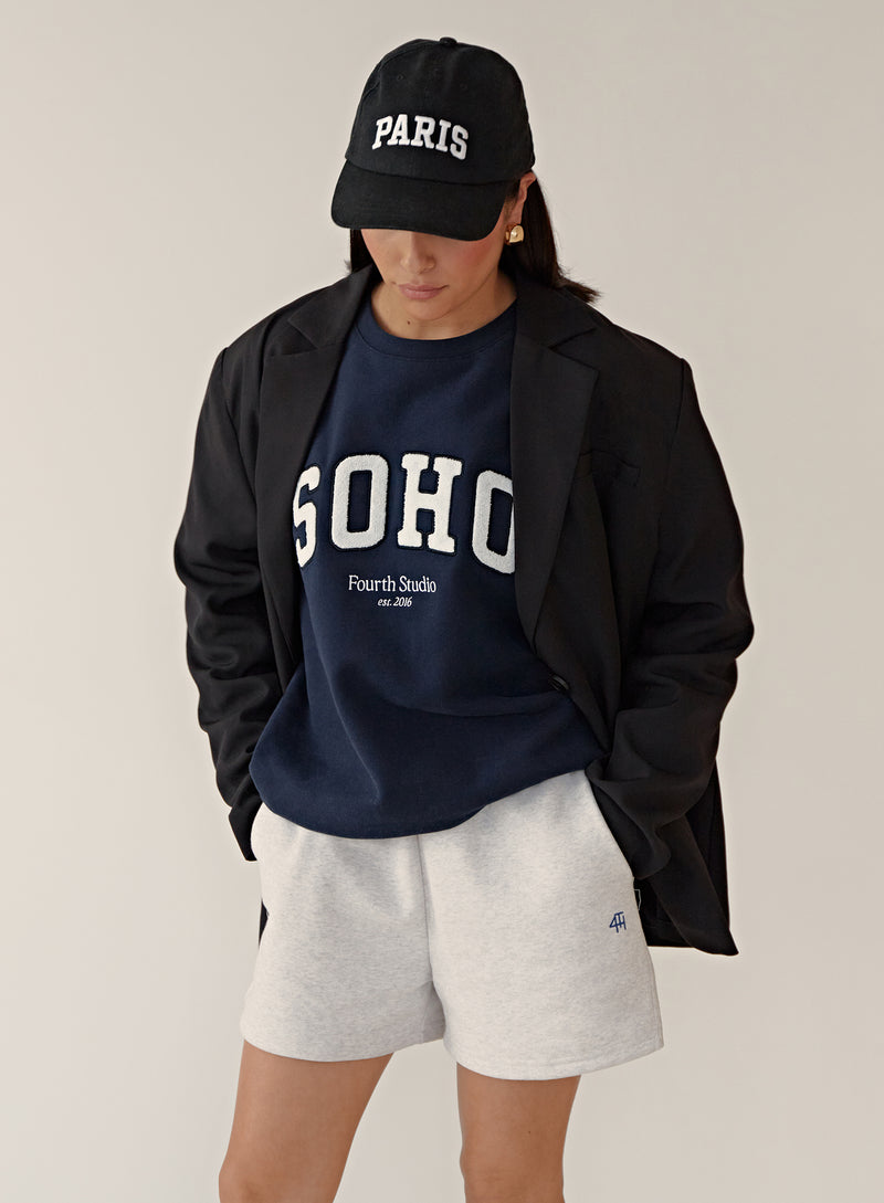 Navy Boucle Logo Sustainable Sweatshirt – Soho