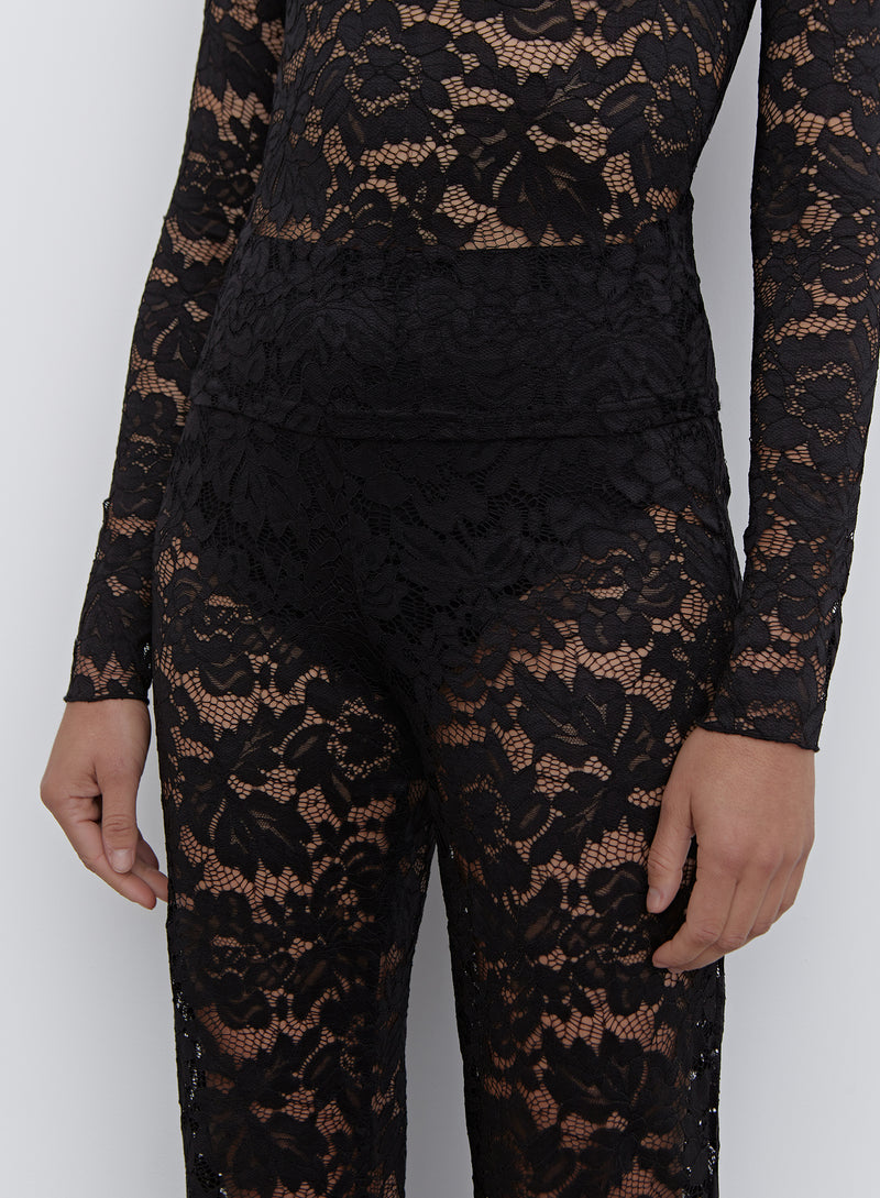 Black Lace High Waisted Trouser - Emery