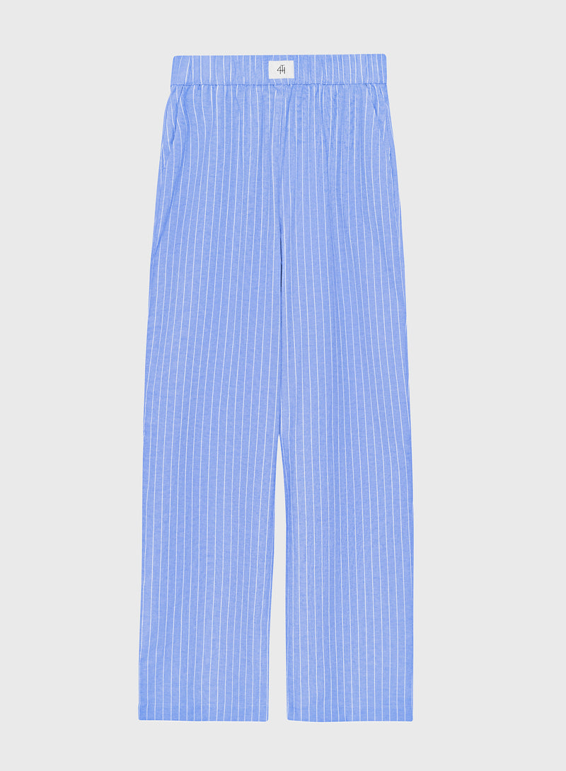 Blue Pinstripe Cotton Blend Pyjama Trouser - Cabo